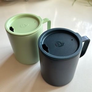 Two Mizu stainless steel coffee mugs